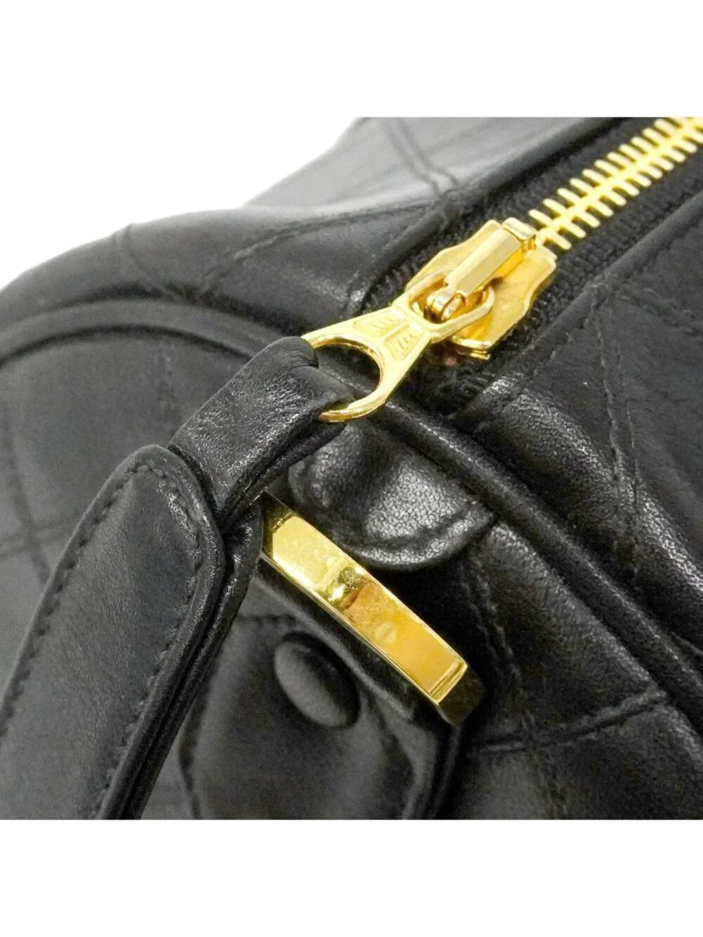 Chanel Boston Bag Bicolor Leather Black Gold